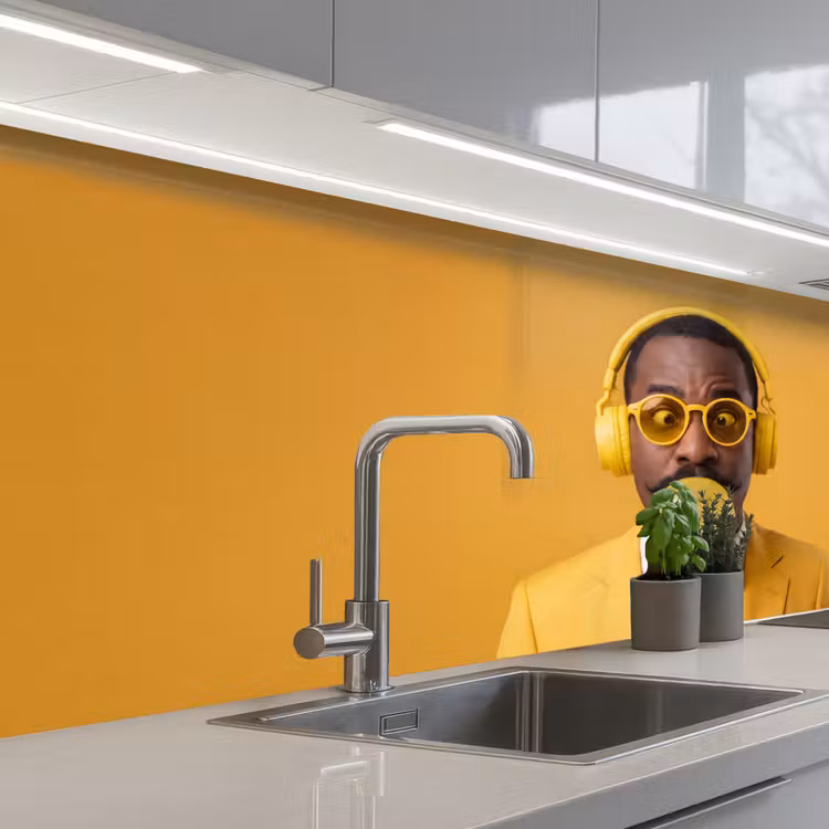 Keuken achterwand - Man - Bubblegum - Portret - Geel - Modern — 2