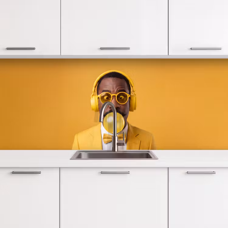 Keuken achterwand - Man - Bubblegum - Portret - Geel - Modern — 4