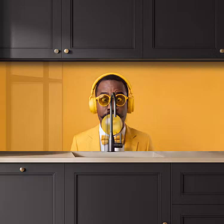 Keuken achterwand - Man - Bubblegum - Portret - Geel - Modern — 6