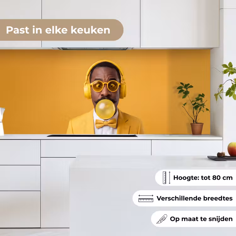 Keuken achterwand - Man - Bubblegum - Portret - Geel - Modern — 7