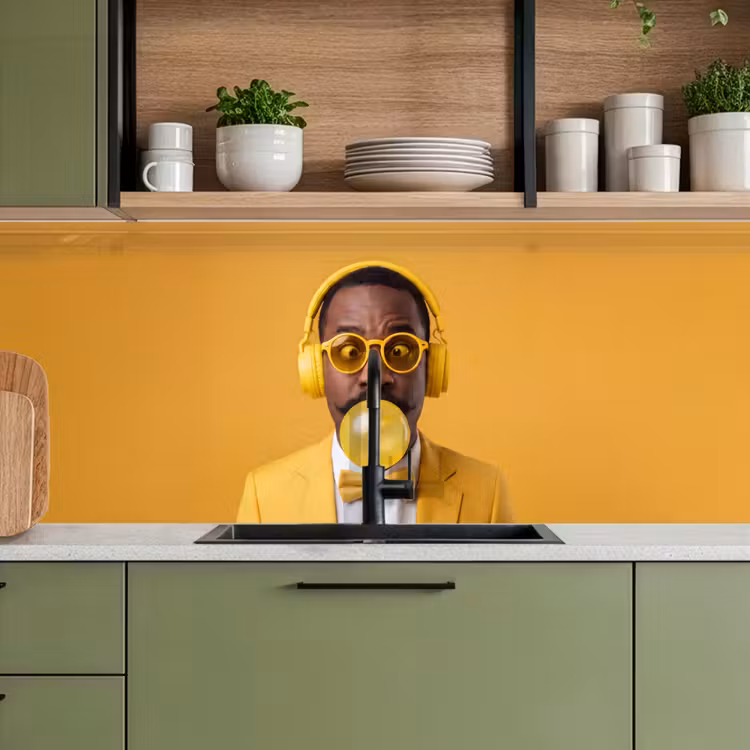 Keuken achterwand - Man - Bubblegum - Portret - Geel - Modern — 8