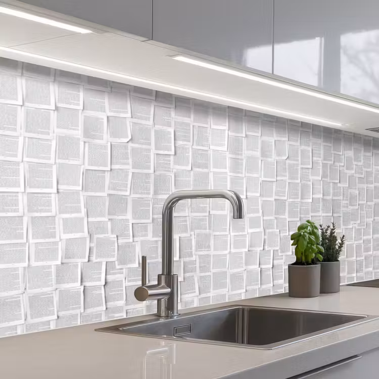 Keuken achterwand - Papier - Overlappend - Textuur - Modern - Wit — 2