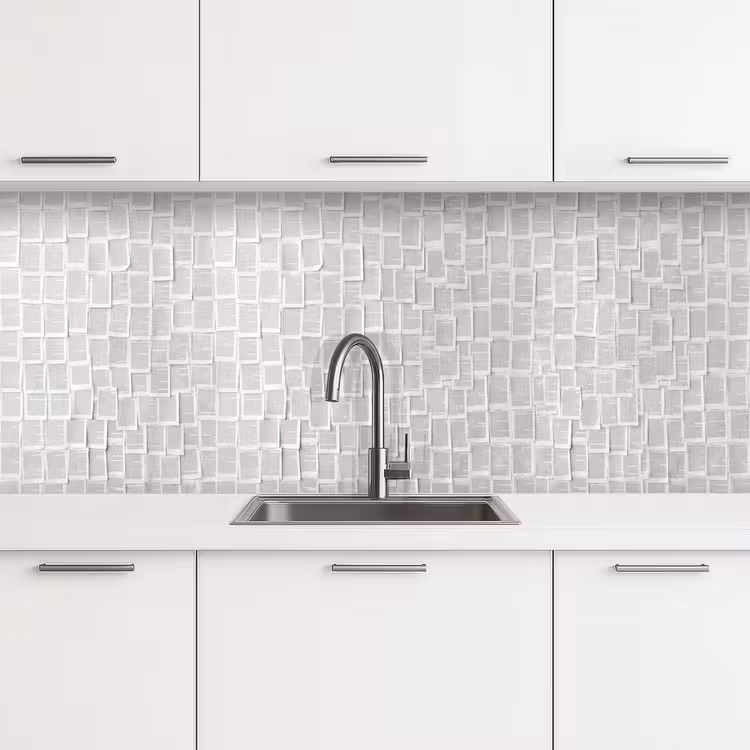 Keuken achterwand - Papier - Overlappend - Textuur - Modern - Wit — 4