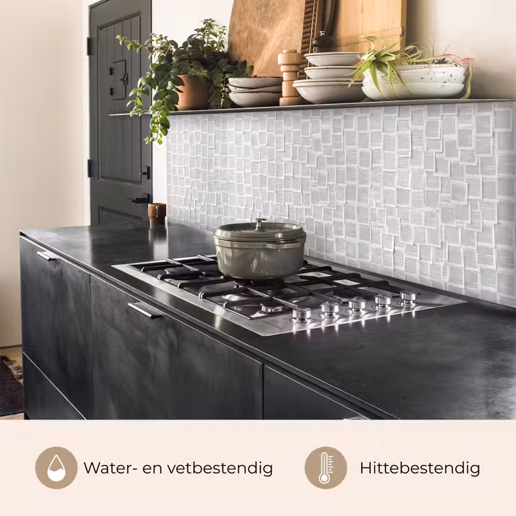 Keuken achterwand - Papier - Overlappend - Textuur - Modern - Wit — 5