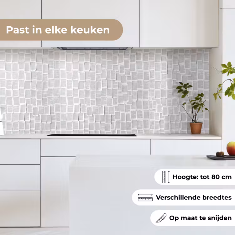 Keuken achterwand - Papier - Overlappend - Textuur - Modern - Wit — 7
