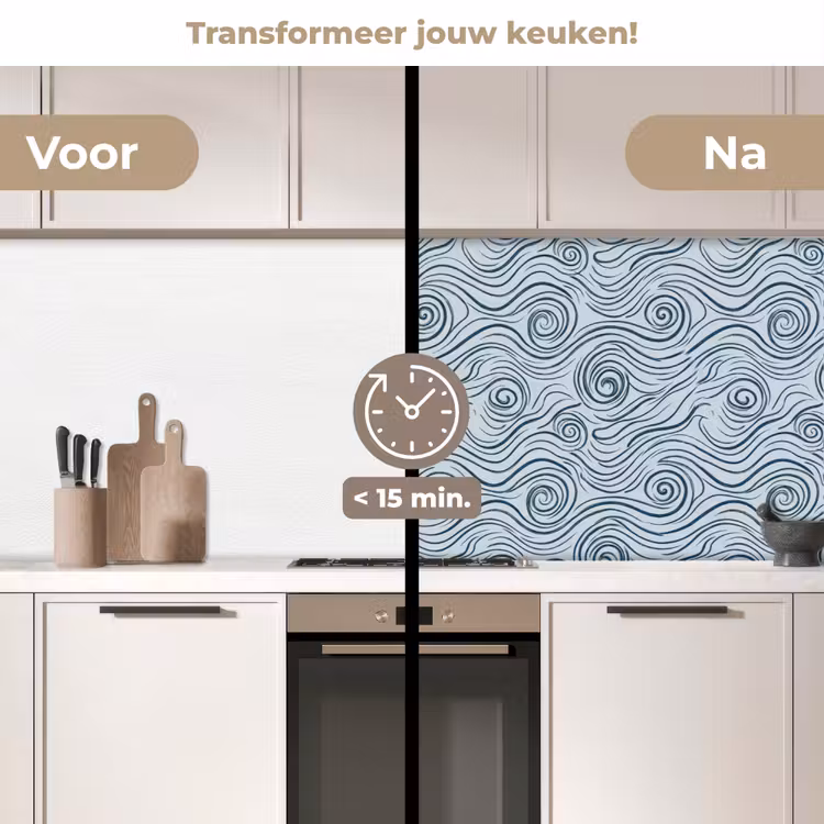 Keuken achterwand - Patroon - Golven - Abstract - Modern - Blauw — 3