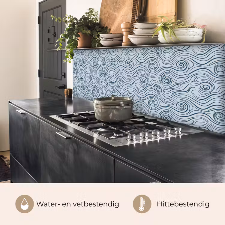 Keuken achterwand - Patroon - Golven - Abstract - Modern - Blauw — 5