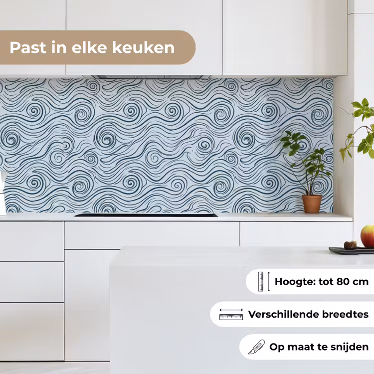 Keuken achterwand - Patroon - Golven - Abstract - Modern - Blauw — 7
