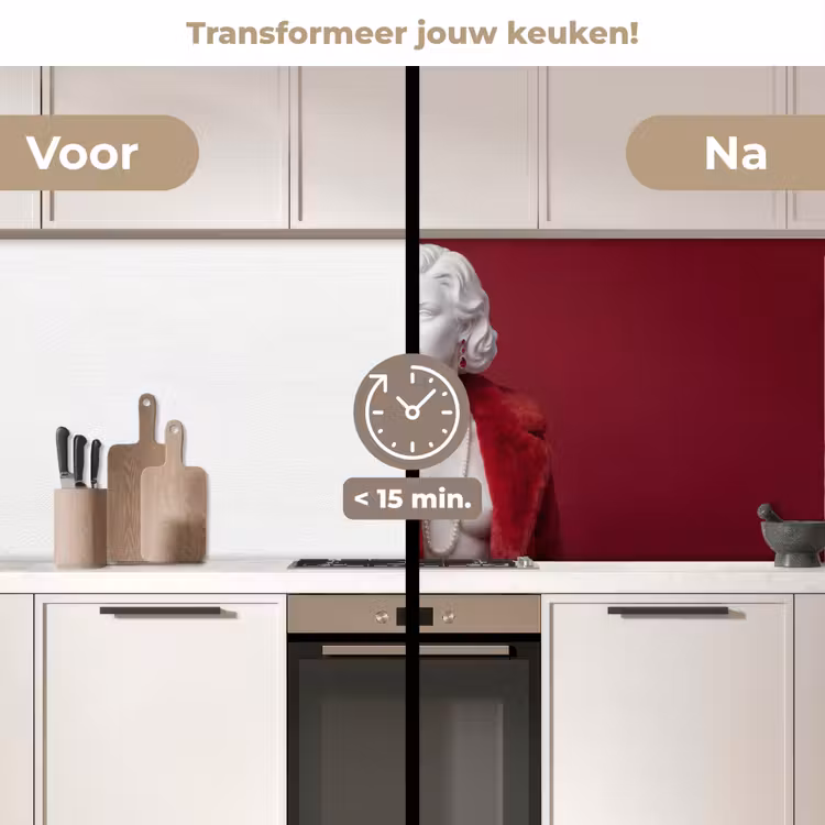 Keuken achterwand - Vrouw - Bontjas - Mode - Klassiek - Rood — 3