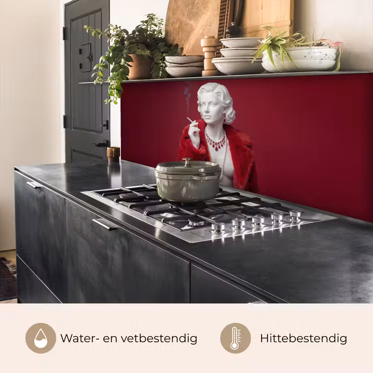 Keuken achterwand - Vrouw - Bontjas - Mode - Klassiek - Rood — 5