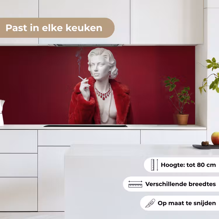 Keuken achterwand - Vrouw - Bontjas - Mode - Klassiek - Rood — 7