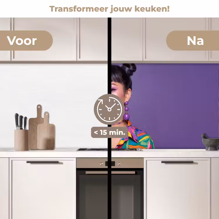 Keuken achterwand - Vrouw - Portret - Make-up - Paars - Levendig — 3