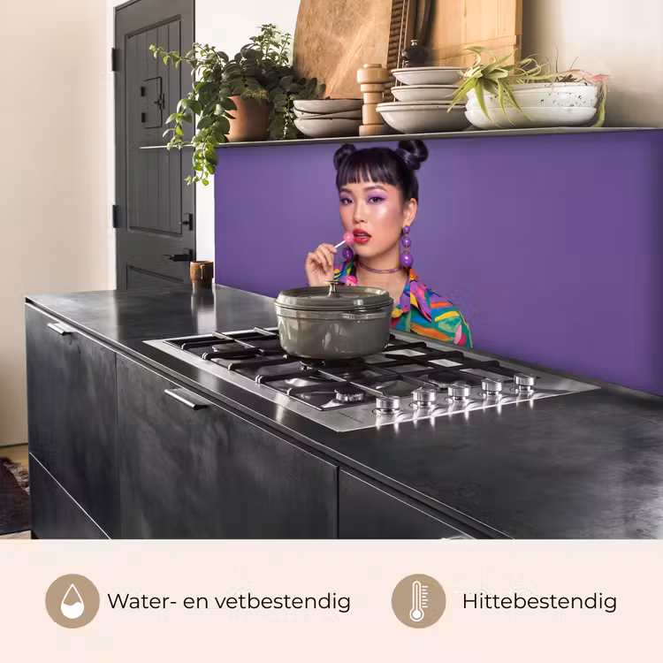 Keuken achterwand - Vrouw - Portret - Make-up - Paars - Levendig — 5