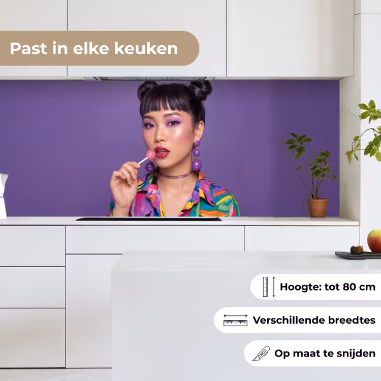 Keuken achterwand - Vrouw - Portret - Make-up - Paars - Levendig — 7