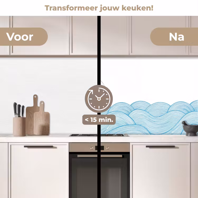 Keuken achterwand - Zeilboot - Golven - Zee - Illustratie - Blauw — 3