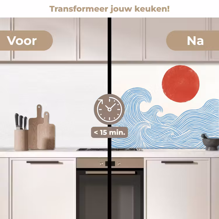 Keuken achterwand - Zon - Golven - Oceaan - Abstract - Rood — 3