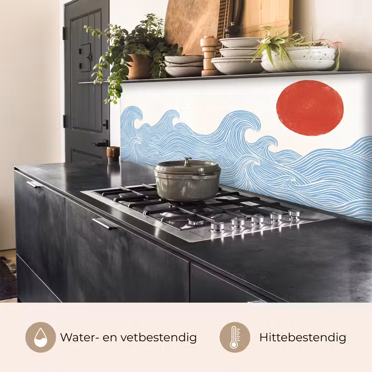 Keuken achterwand - Zon - Golven - Oceaan - Abstract - Rood — 5