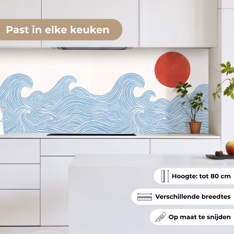 Keuken achterwand - Zon - Golven - Oceaan - Abstract - Rood — 7