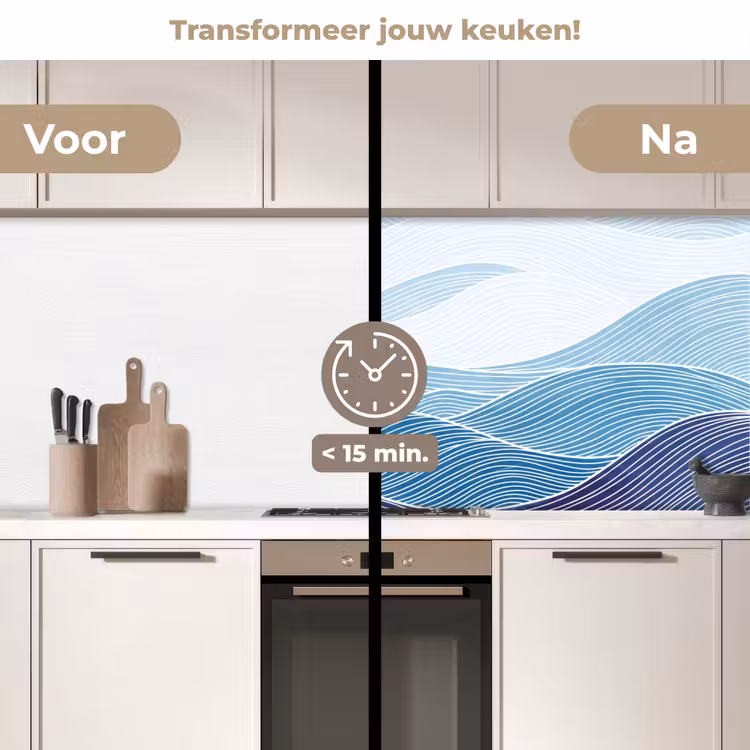 Keuken achterwand - Abstract - Golven - Patroon - Blauw - Modern — 3