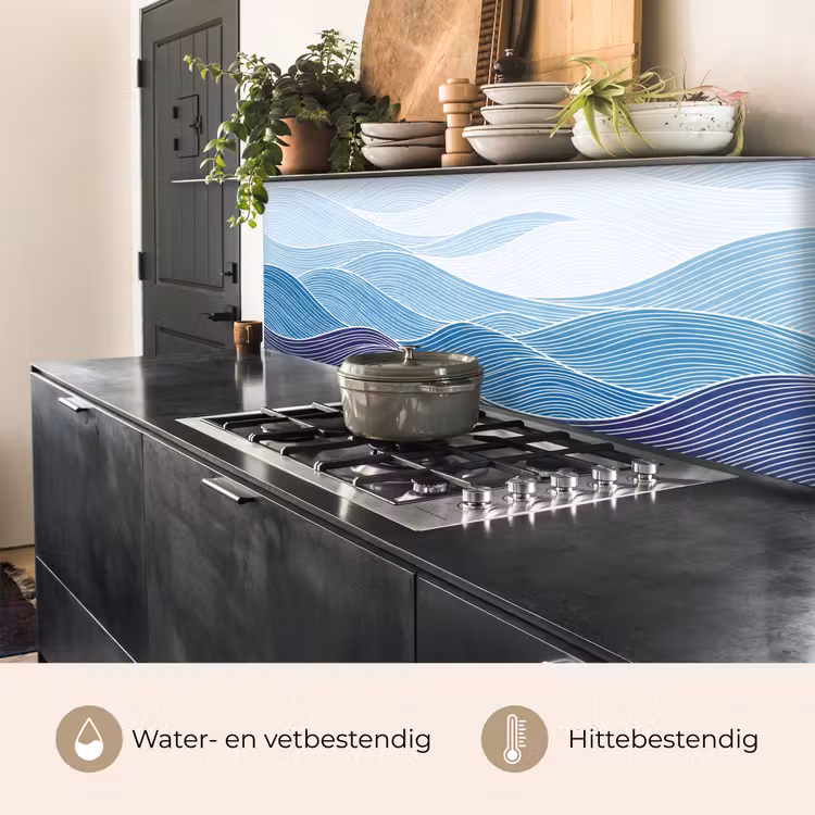 Keuken achterwand - Abstract - Golven - Patroon - Blauw - Modern — 5