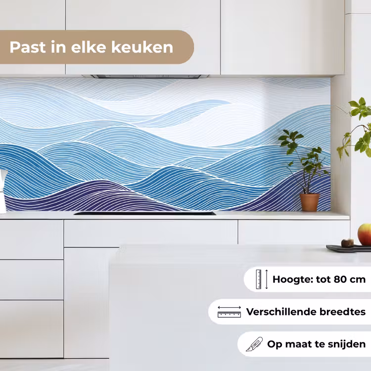 Keuken achterwand - Abstract - Golven - Patroon - Blauw - Modern — 7