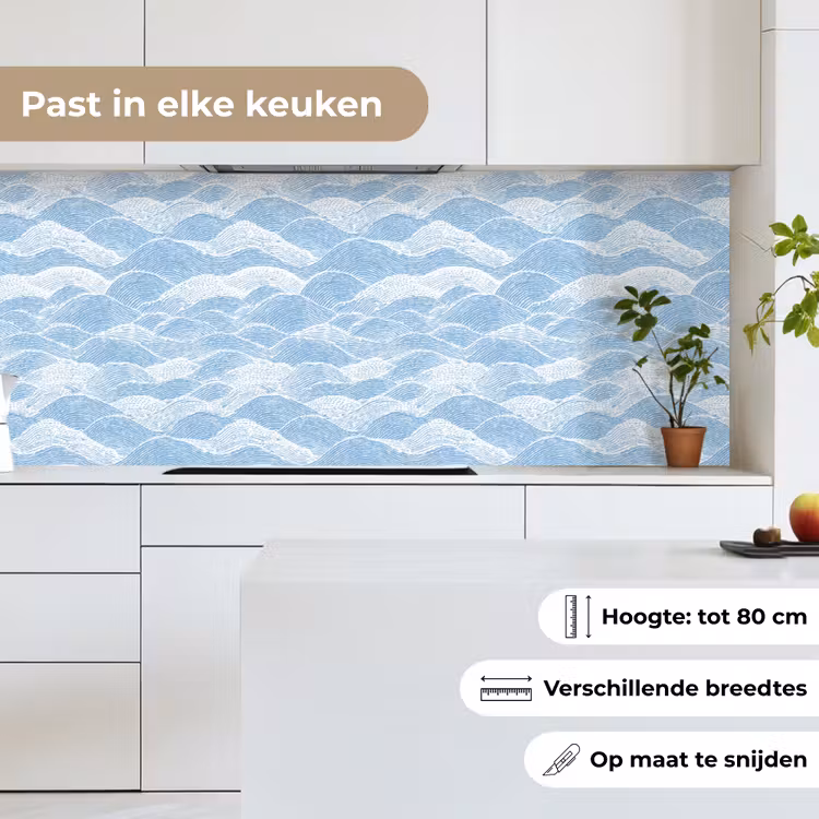 Keuken achterwand - Blauw - Wit - Golven - Getekend — 7