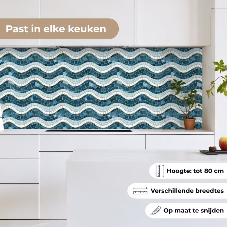 Keuken achterwand - Blauw - Wit - Mozaïek - Golvend — 7