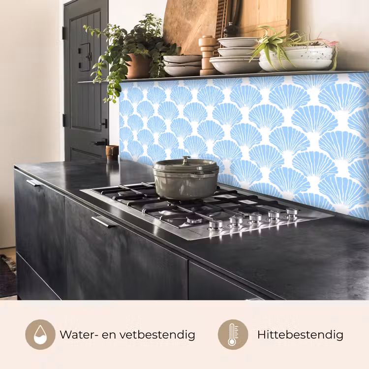 Keuken achterwand - Blauw - Wit - Schelpen - Grafisch - Structuur — 5