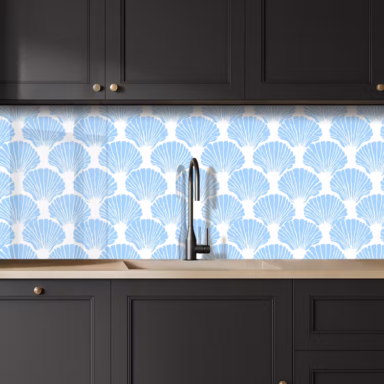 Keuken achterwand - Blauw - Wit - Schelpen - Grafisch - Structuur — 6