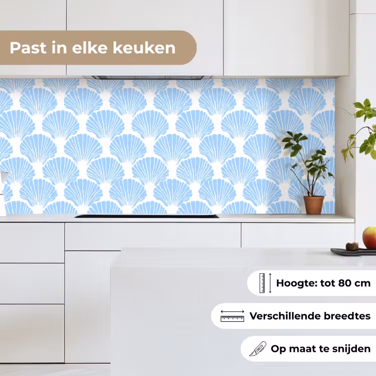 Keuken achterwand - Blauw - Wit - Schelpen - Grafisch - Structuur — 7