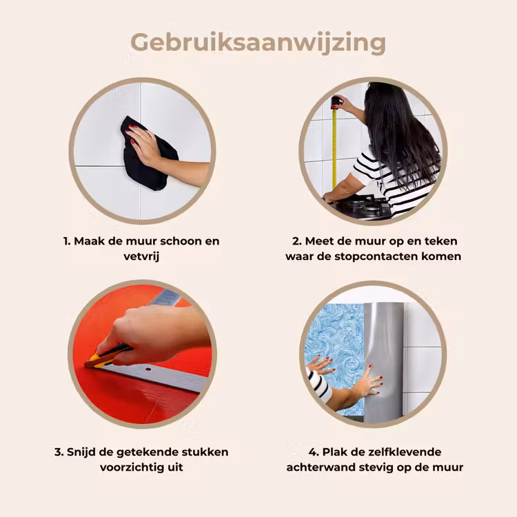 Keuken achterwand - Blauw - Wit - Spiraal - Golven - Lijnen — 9