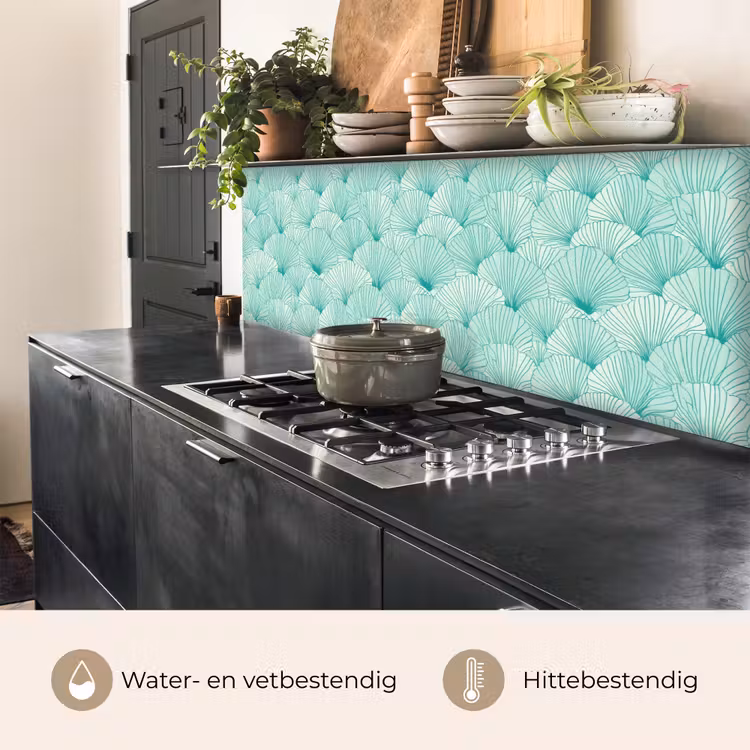 Keuken achterwand - Groen - Wit - Ginko - Getekend - Textuur — 5