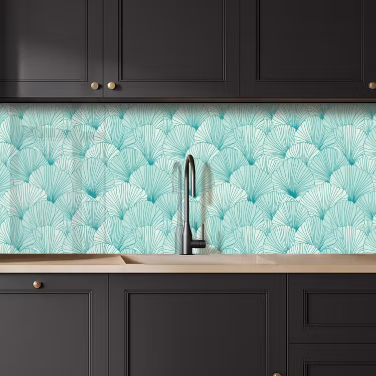 Keuken achterwand - Groen - Wit - Ginko - Getekend - Textuur — 6
