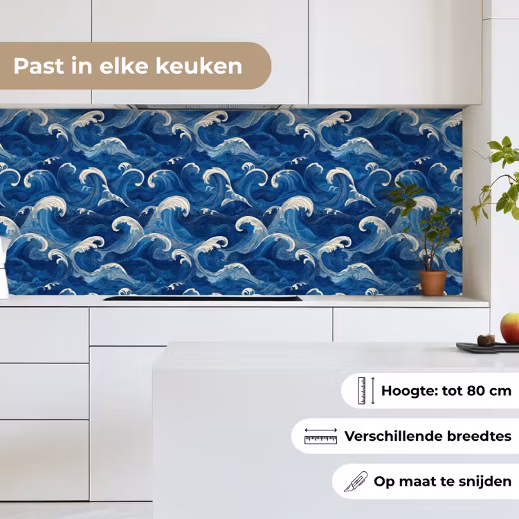 Keuken achterwand - Japans - Oceaan - Golven - Blauw — 7