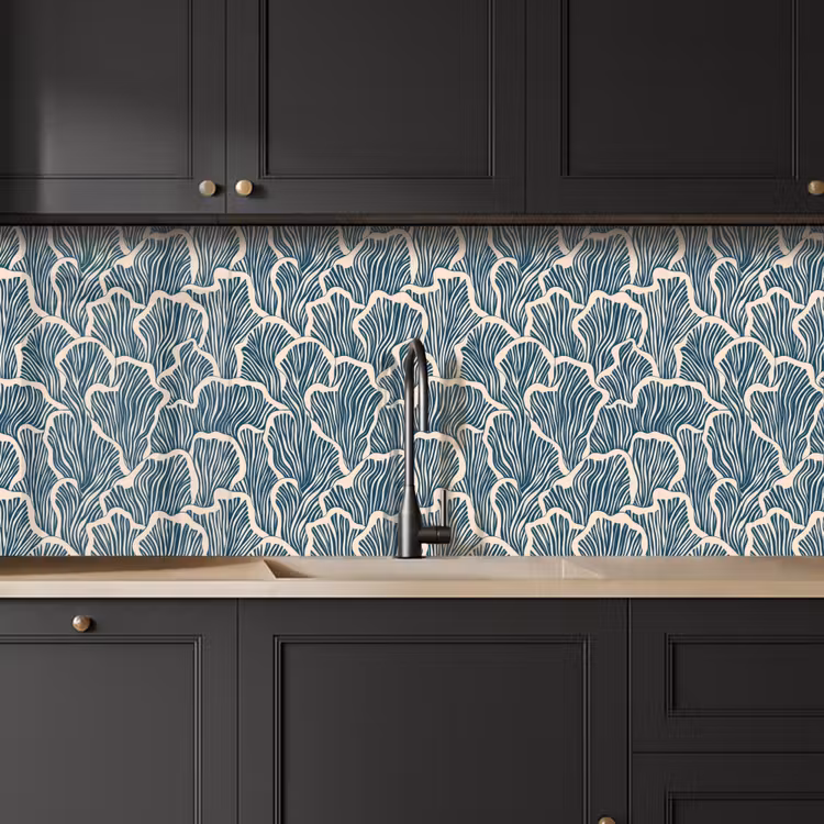 Keuken achterwand - Organisch - Blauw - Crème - Schelpen — 6