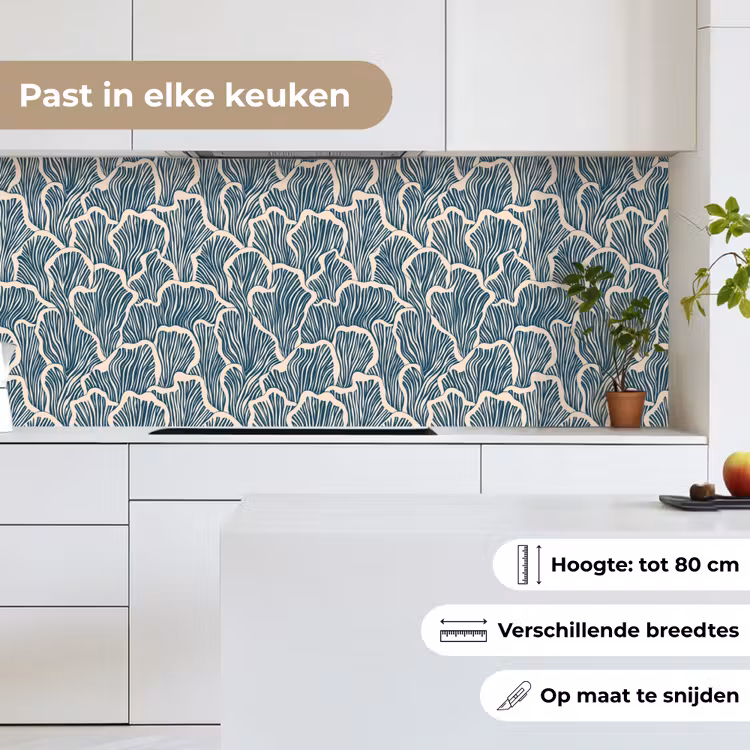 Keuken achterwand - Organisch - Blauw - Crème - Schelpen — 7