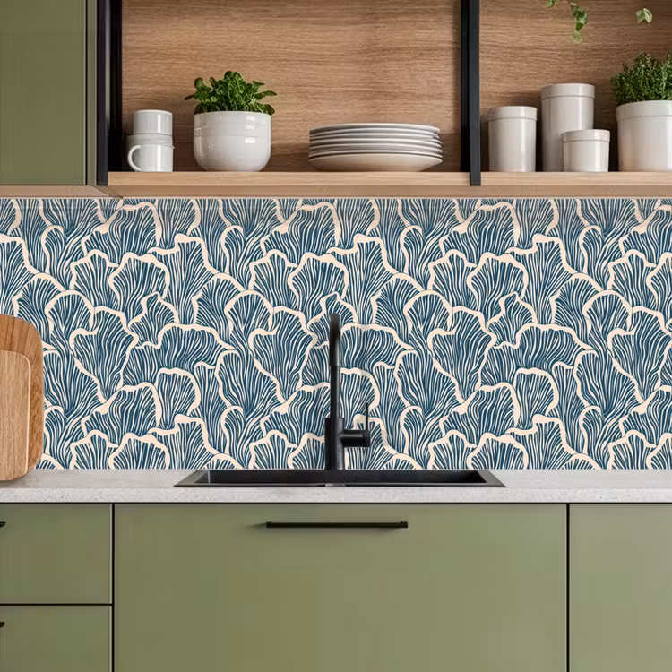 Keuken achterwand - Organisch - Blauw - Crème - Schelpen — 8