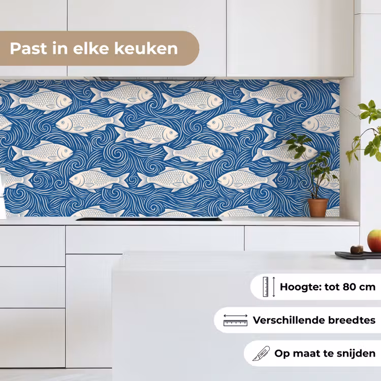 Keuken achterwand - Vis - Water - Patroon - Grafisch - Blauw — 7