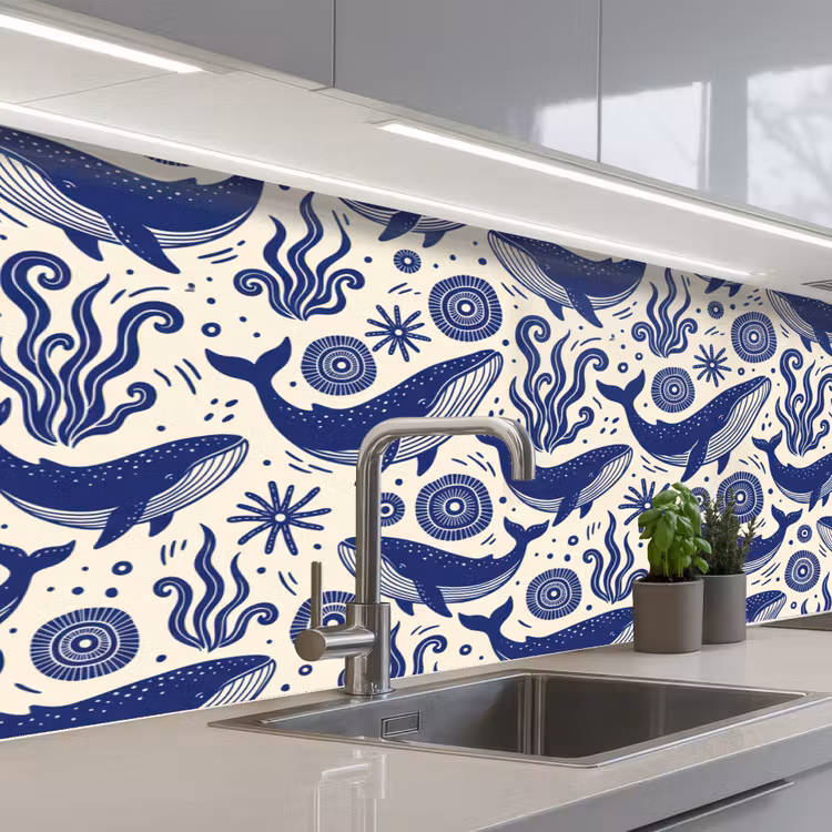 Keuken achterwand - Walvis - Onderwater - Dieren - Abstract - Blauw — 2