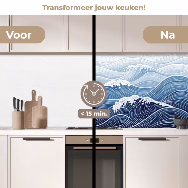 Keuken achterwand - Water - Mozaïek - Landschap - Modern - Blauw — 3