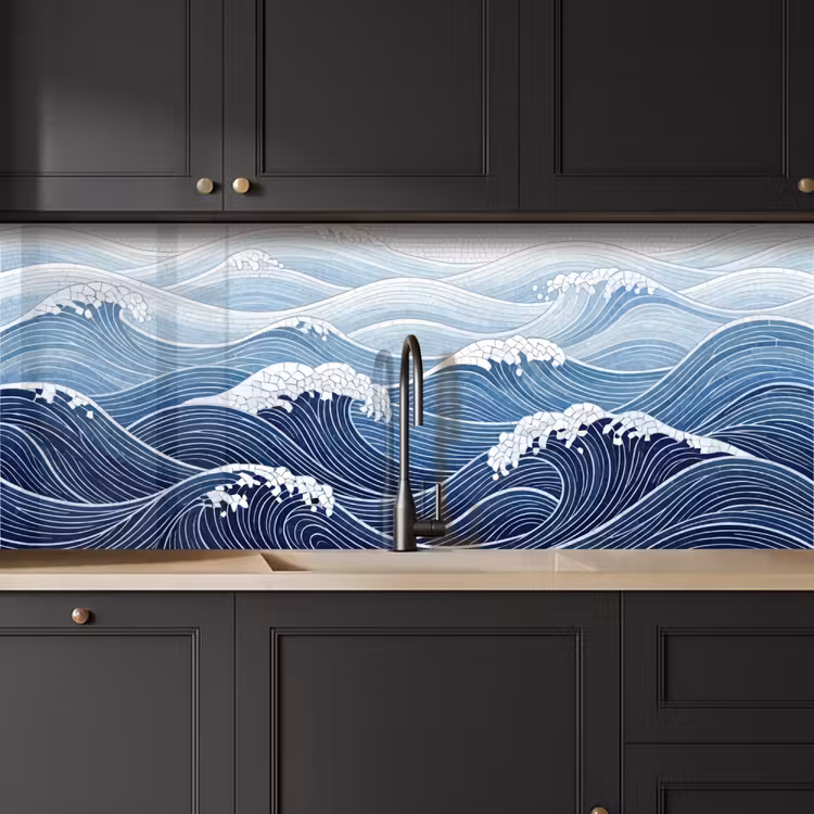 Keuken achterwand - Water - Mozaïek - Landschap - Modern - Blauw — 6