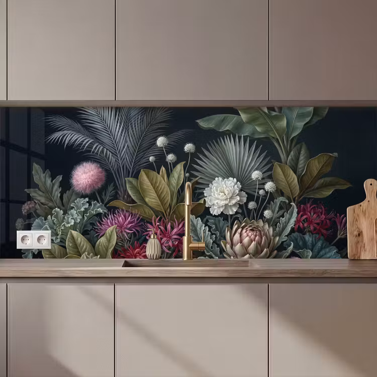 Keuken achterwand - Planten - Tropisch - Botanisch - Donker - Groen — 1