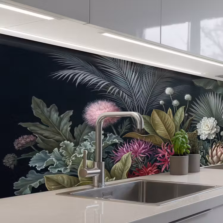 Keuken achterwand - Planten - Tropisch - Botanisch - Donker - Groen — 2