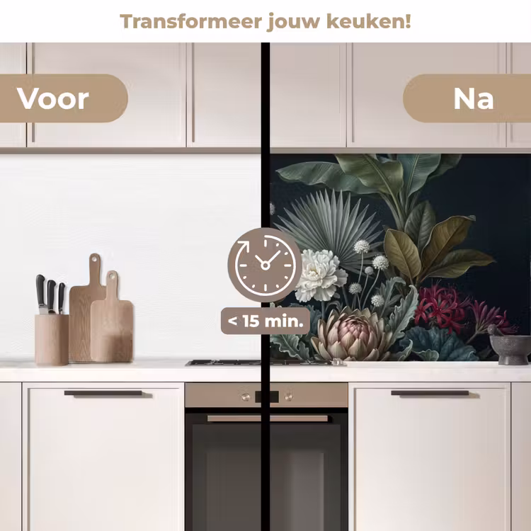 Keuken achterwand - Planten - Tropisch - Botanisch - Donker - Groen — 3