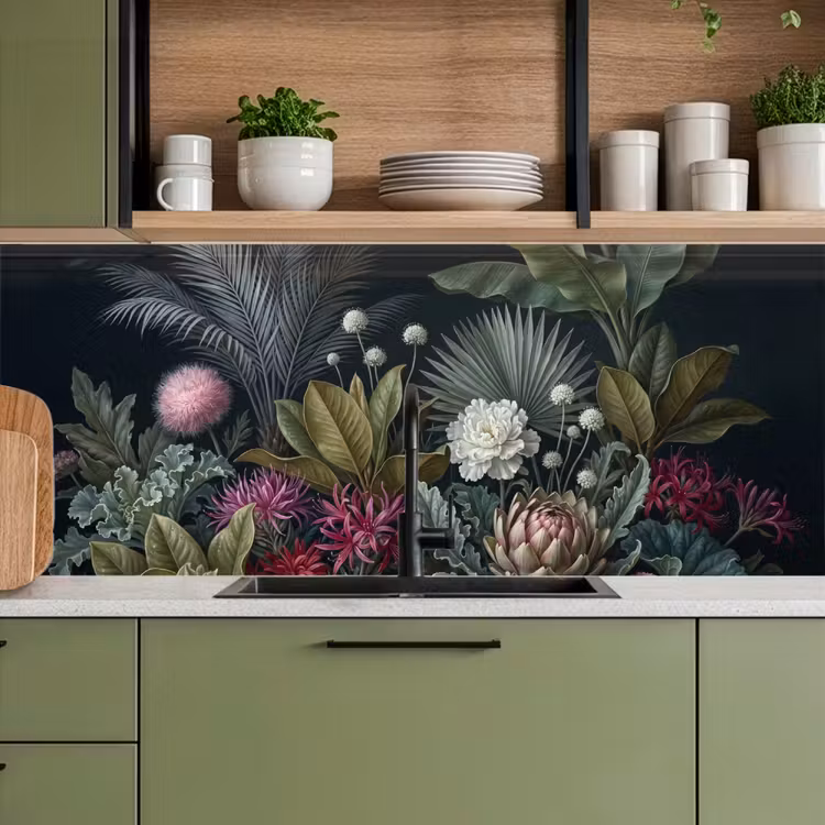 Keuken achterwand - Planten - Tropisch - Botanisch - Donker - Groen — 8