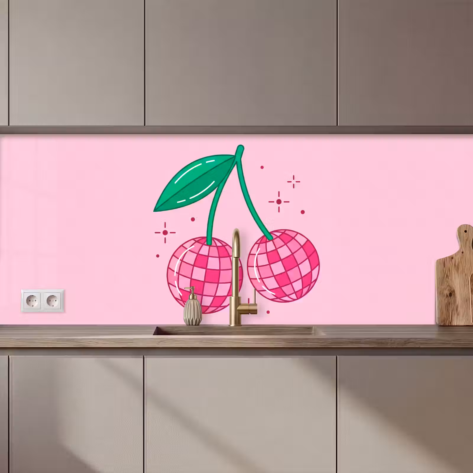 Keuken achterwand - Decoratie - Disco-bal - Feest - Roze — 1