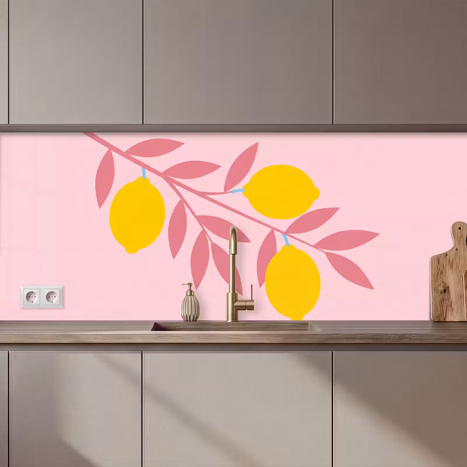 Keuken achterwand - Fruit - Tak - Natuur - Abstract - Roze — 1