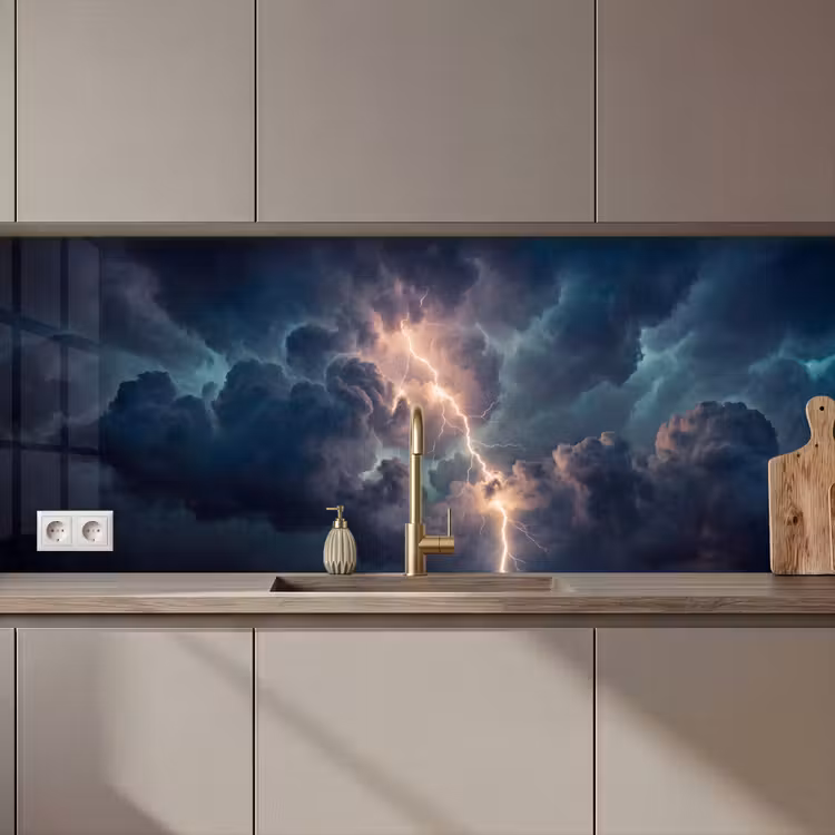 Keuken achterwand - Bliksem - Storm - Natuur - Donker — 1