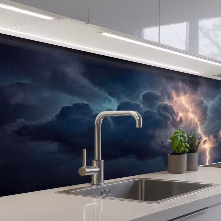 Keuken achterwand - Bliksem - Storm - Natuur - Donker — 2