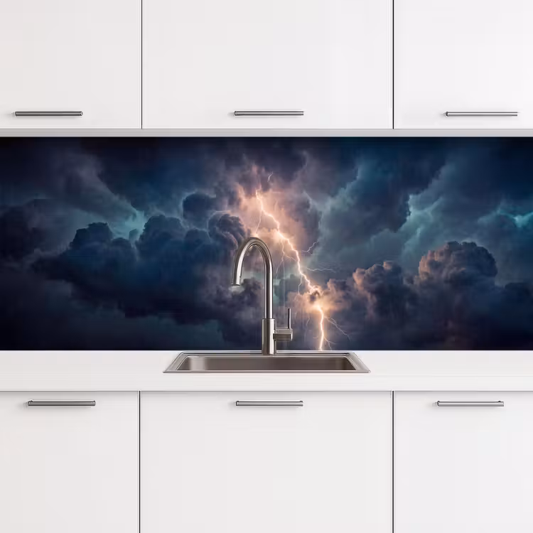 Keuken achterwand - Bliksem - Storm - Natuur - Donker — 4